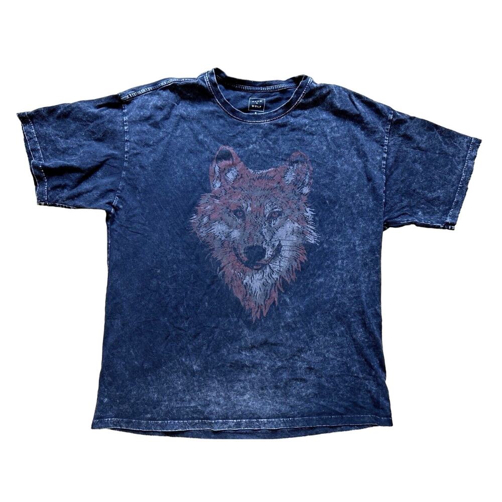 Cleo + Wolf Nature T Shirt Relaxed Fit Sz. Small Black Wolf Graphic